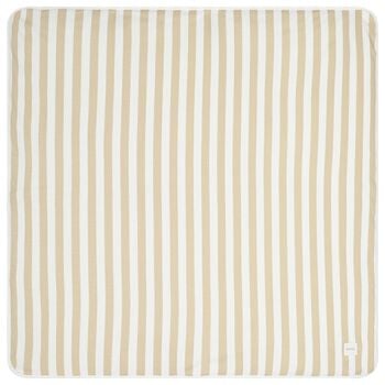 White & Beige Striped Logo Baby Blanket 