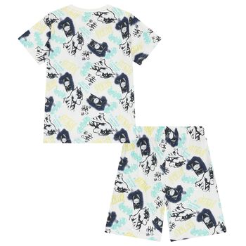 Boys White Batman Logo Shorts Set