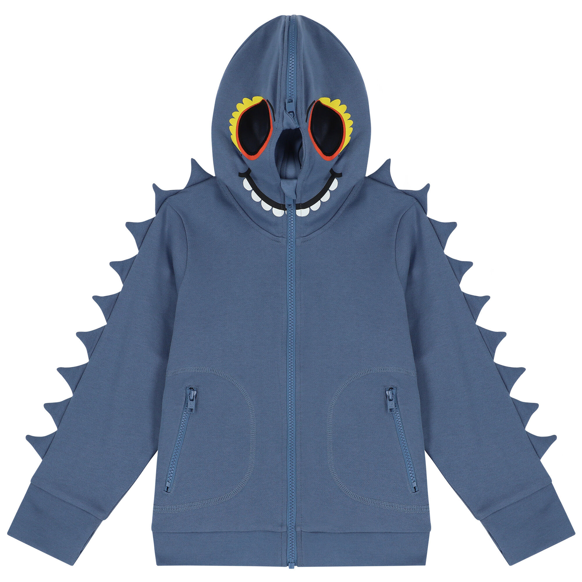 Stella McCartney Boys Blue Monster Hooded Zip Up Top | Junior
