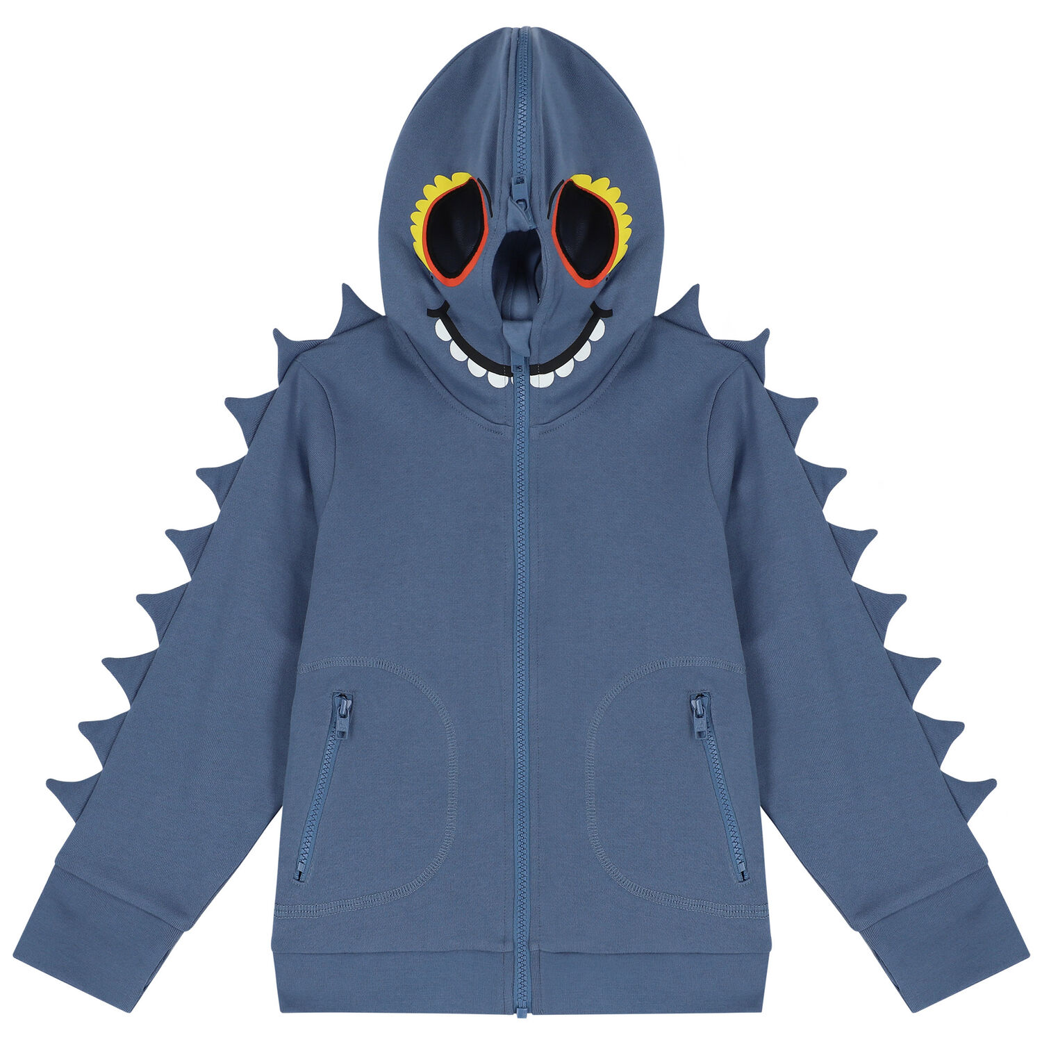 Boys Blue Monster Hooded Zip Up Top, 1, hi-res image number null