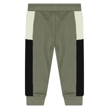Younger Boys Grey, Navy Blue & White Joggers