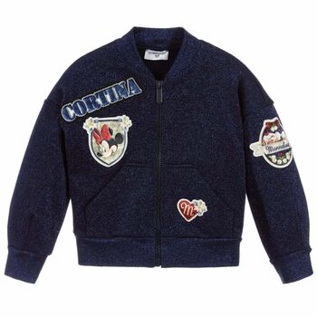 Girls Navy Blue Minnie Mouse Zip Up Top