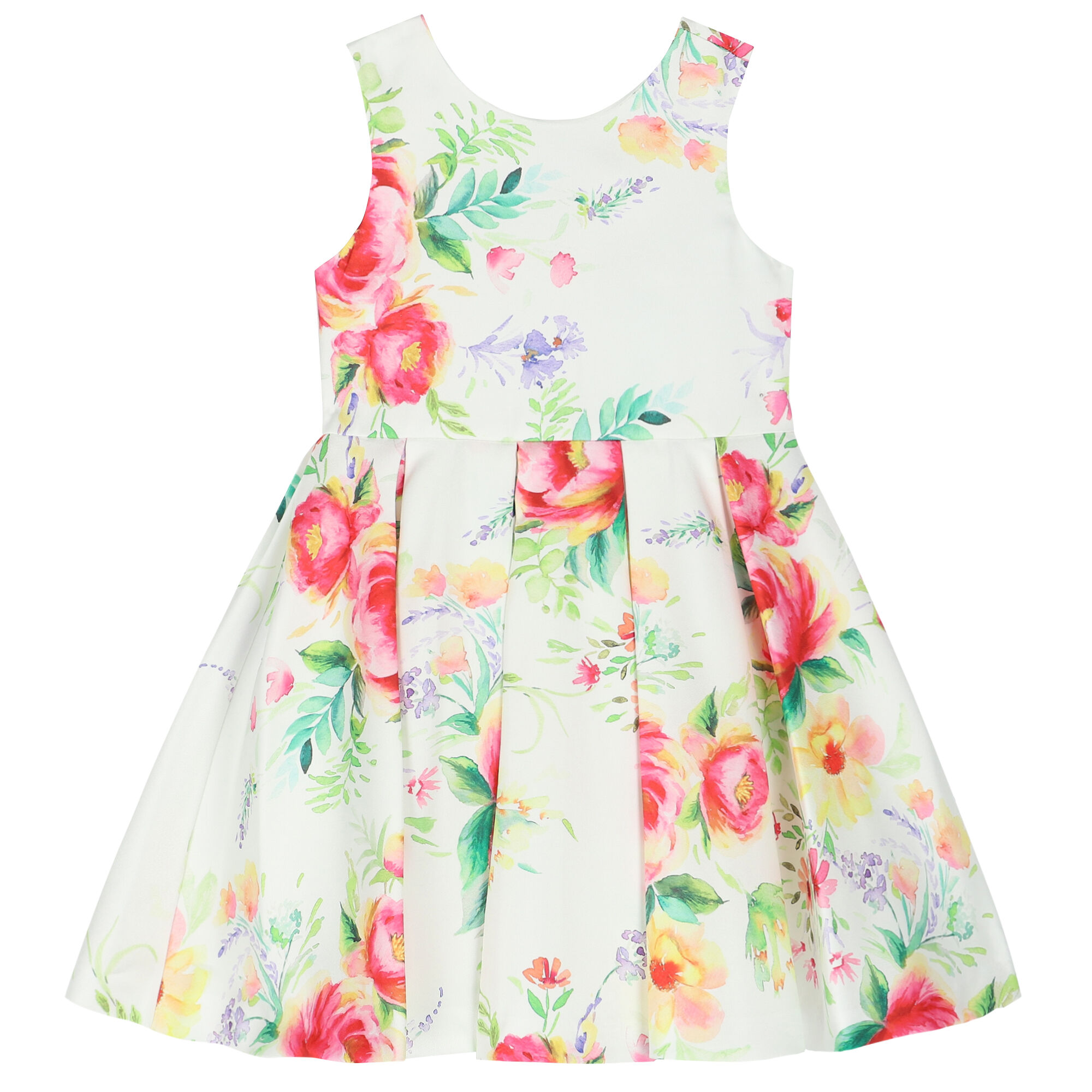 Patachou floral-print sleeveless dress - White