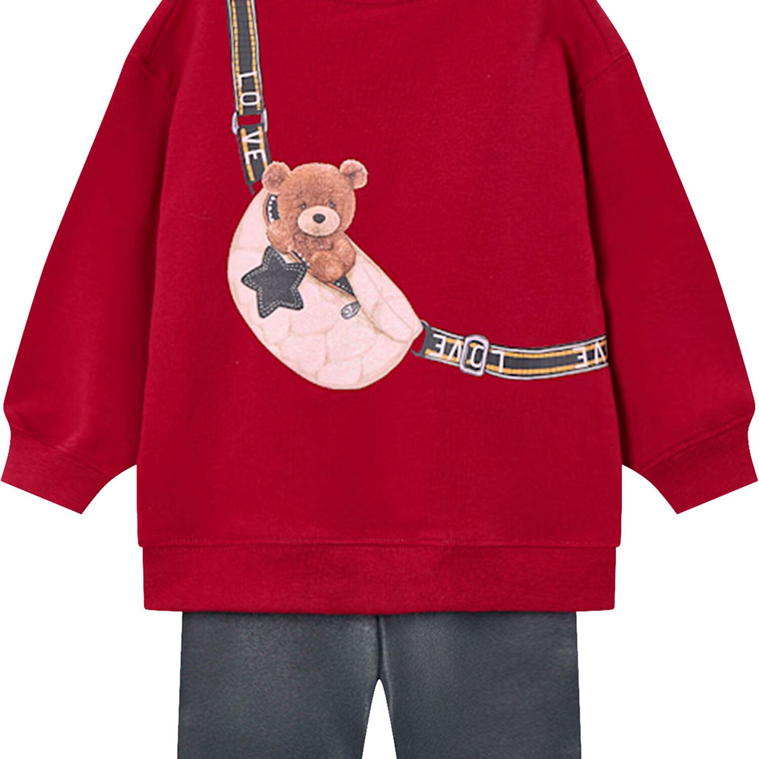 Girls Red & Grey Bag Leggings Set, 2, hi-res