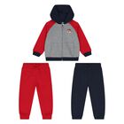 Younger Boys Red, Grey & Navy Blue Tracksuit Set, 2, hi-res