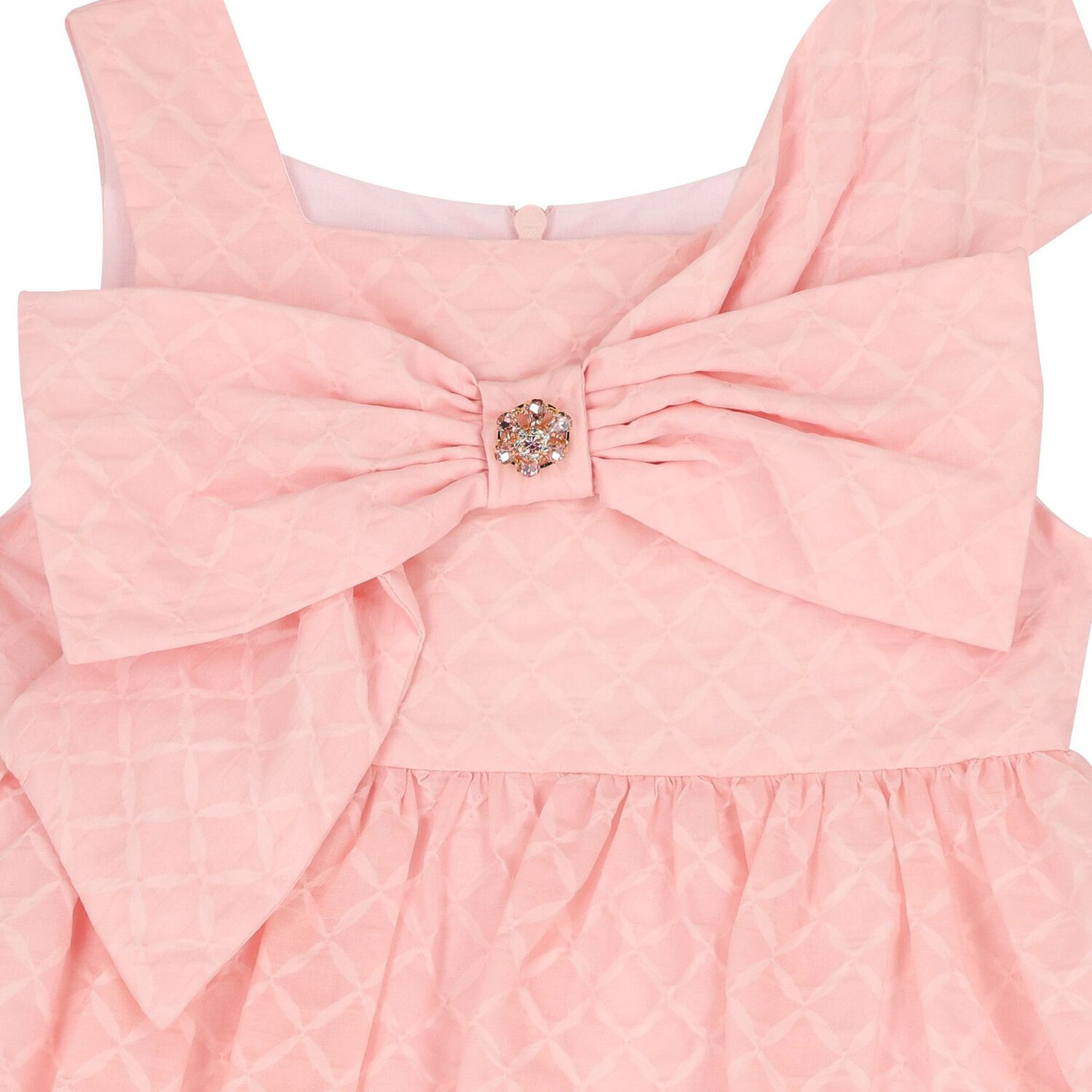 Girls Pink Bow Tiered Dress, 1, hi-res