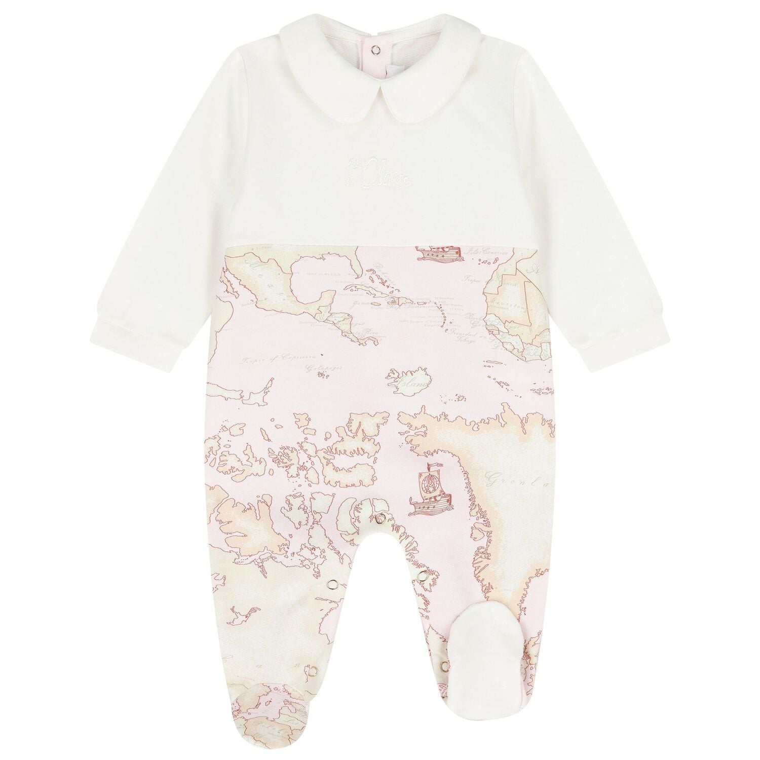 Baby Girls Ivory, Beige & Pink Geo Map Babygrow Gift Set, 1, hi-res