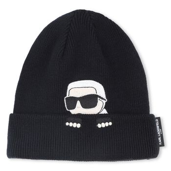 Baby Boys Black Ikonik Karl Knitted Hat