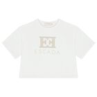 Girls White Logo T-Shirt, 1, hi-res