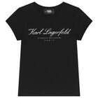 Girls Black Logo T-Shirt, 1, hi-res