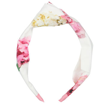 Girls White & Pink Floral Hairband