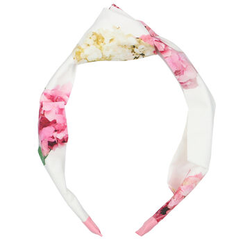 Girls White & Pink Floral Headband