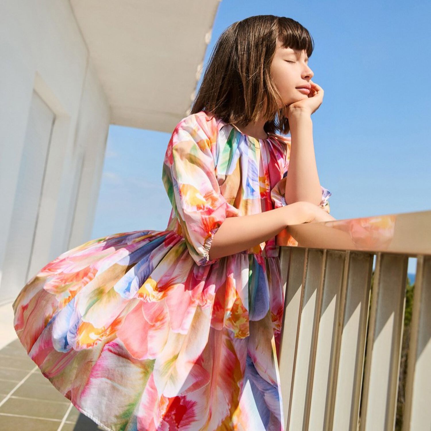 Girls Multi-Coloured Floral Dress, 1, hi-res image number null