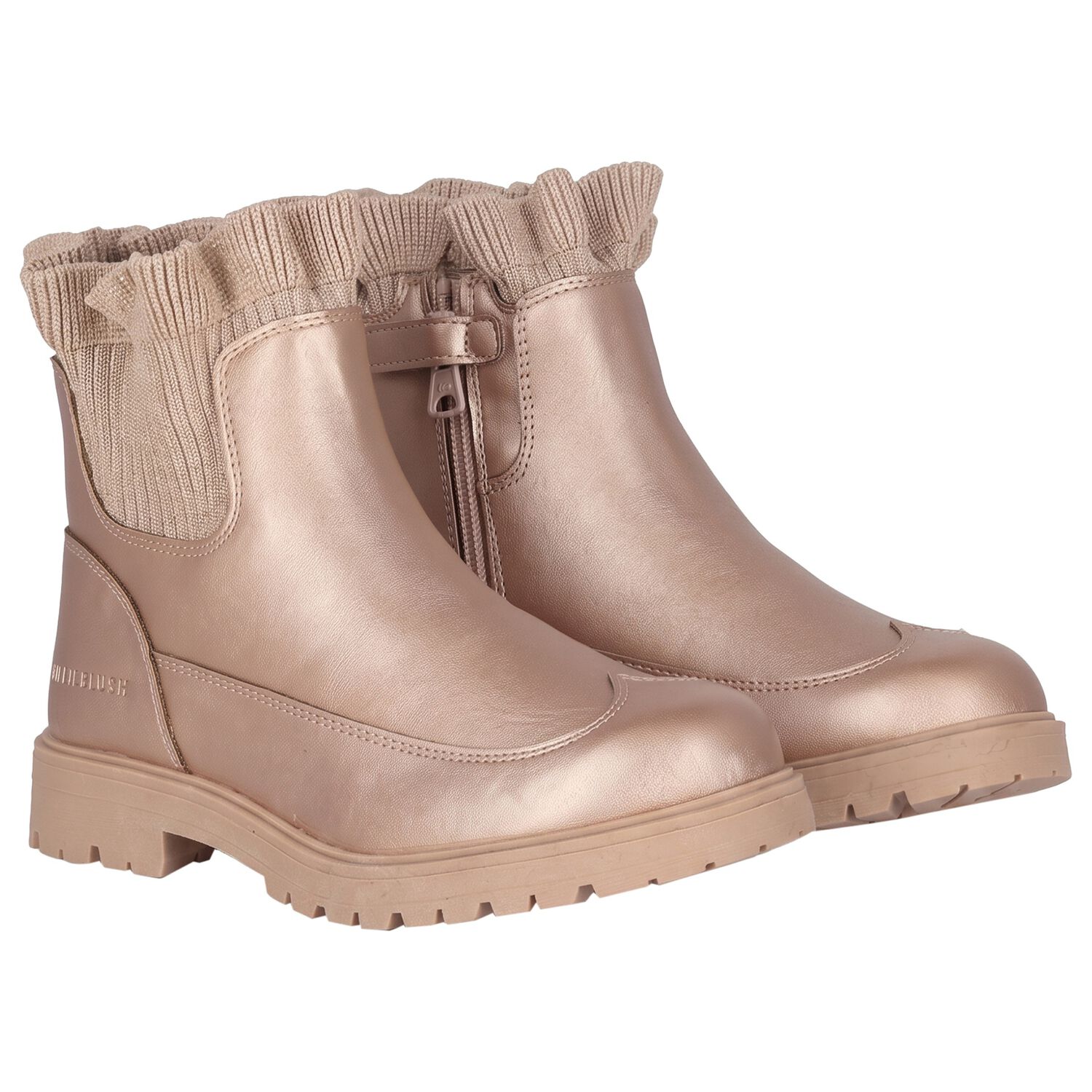 Girls Gold Knit Sock Boots, 1, hi-res