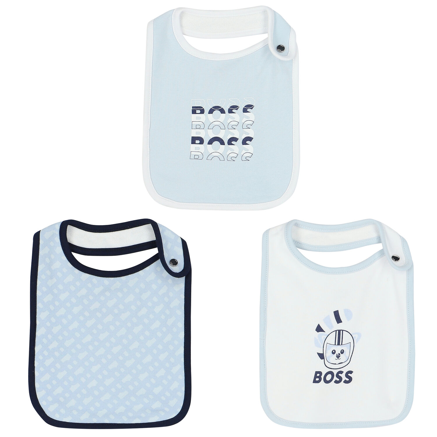Baby Boys Blue & White Bibs ( 3-Pack ), 1, hi-res