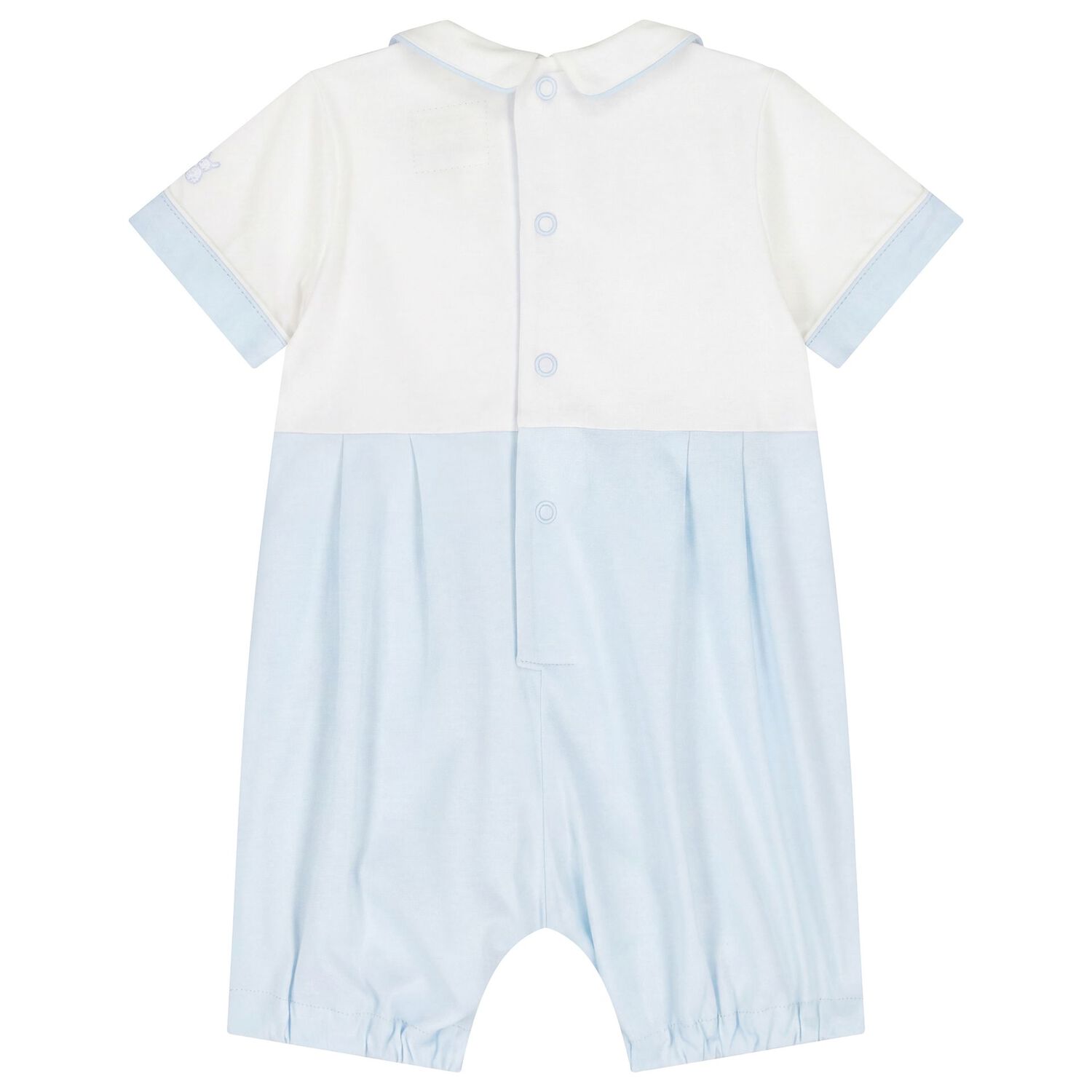 Baby Boys White & Blue Romper, 1, hi-res
