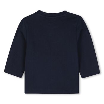 Younger Boys Navy Blue Logo Long Sleeve Top