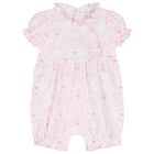  Baby Girls White & Pink Delicate Blooming Bow Romper, 1, hi-res