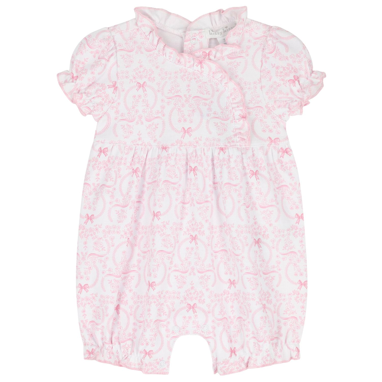  Baby Girls White & Pink Delicate Blooming Bow Romper, 1, hi-res