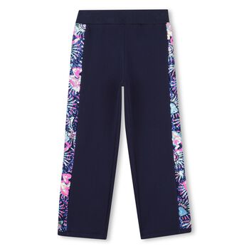 Girls Navy Blue Sequin Joggers