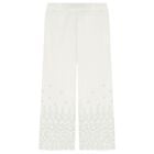Girls Ivory Logo Broderie Anglaise Trousers, 1, hi-res