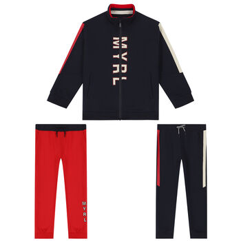 Boys Navy & Red Logo Tracksuit