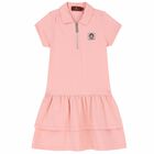 Girls Pink Logo Polo Dress, 2, hi-res