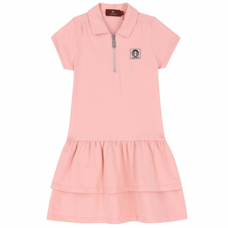 Girls Pink Logo Polo Dress, 2, hi-res image number null