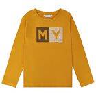 Boys Yellow Logo Long Sleeve Top, 2, hi-res