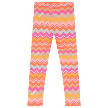 Girls Pink & Orange Zig Zag Leggings
