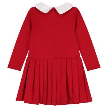 Girls Red Pleated Dress