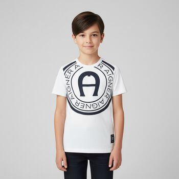 Boys White Logo T-Shirt, 1 Boys White Logo T-Shirt