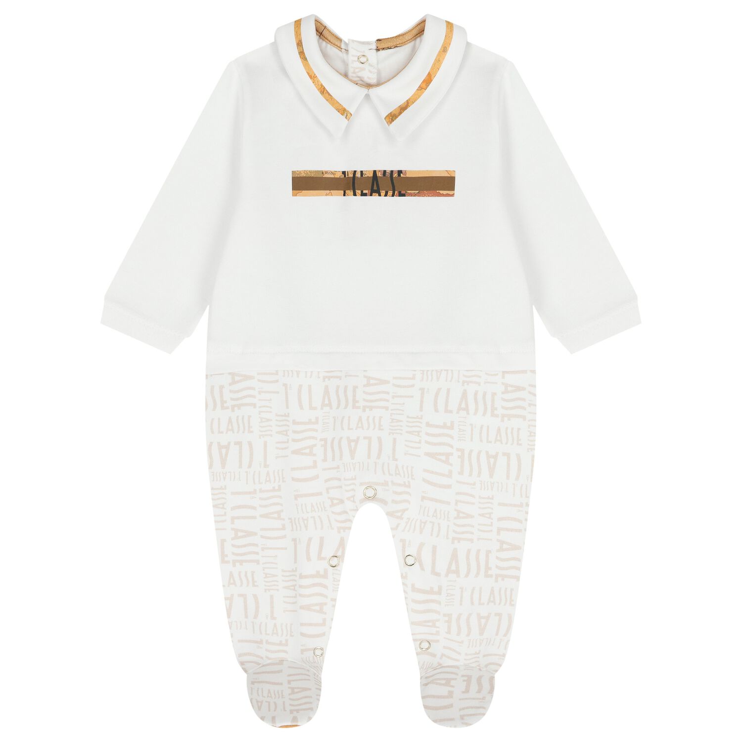 Baby Boys White Logo Babygrow, 1, hi-res