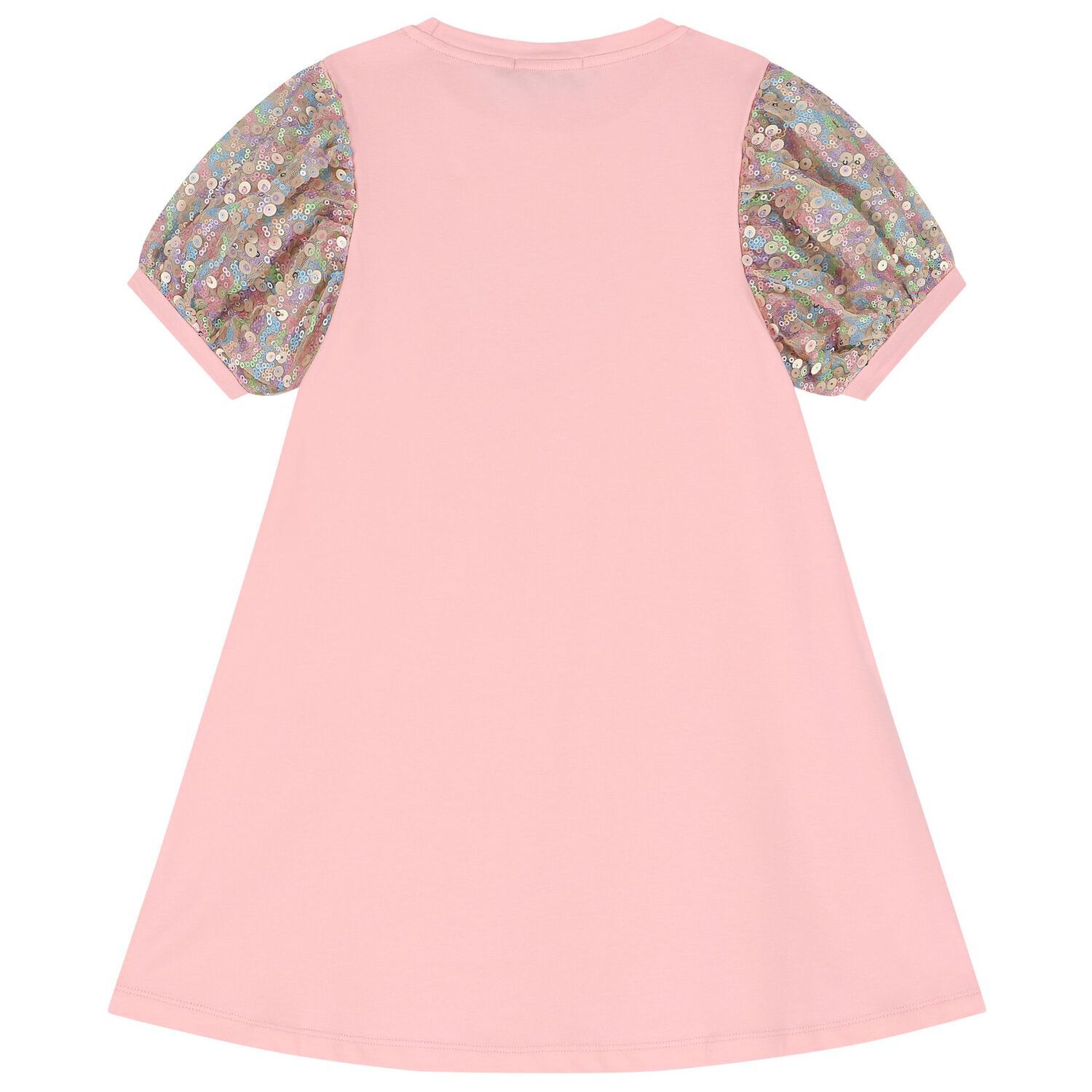 فستان بنات بالشعار وطبعة قلب باللون الوردى, 2, hi-res