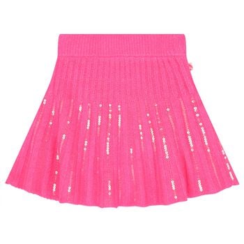 Girls Pink Embellished Knitted Skirt