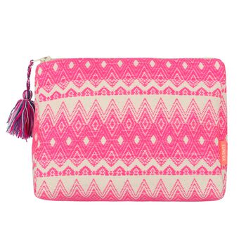 Girls Pink & Ivory Jacquard Wash Bag