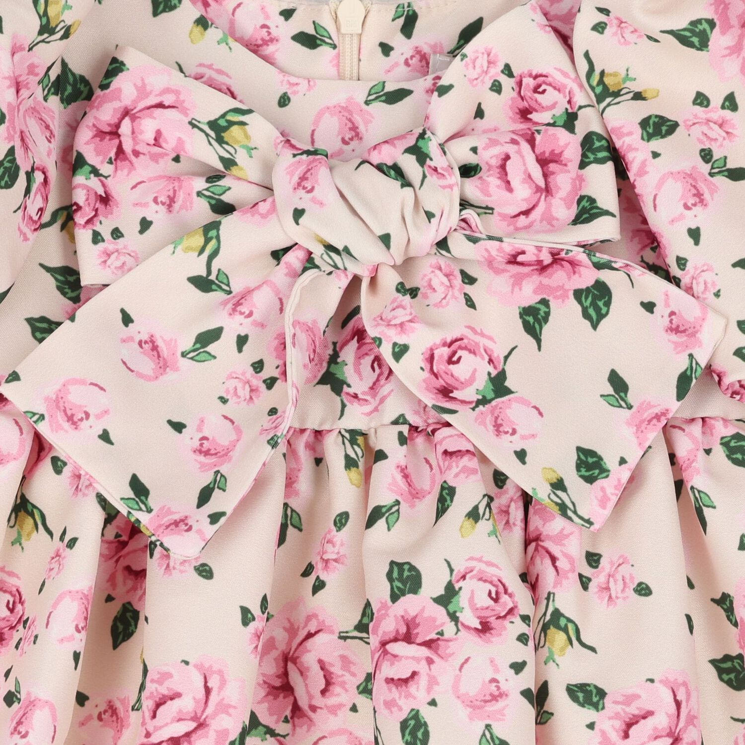 Baby Girls Pink Floral Puff Sleeve Dress, 1, hi-res