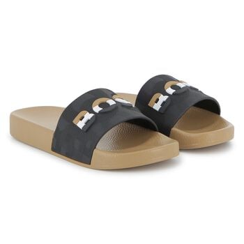 Boys Black & Beige Logo Sliders