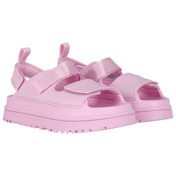 Girls Pink Chunky Logo Sandals 