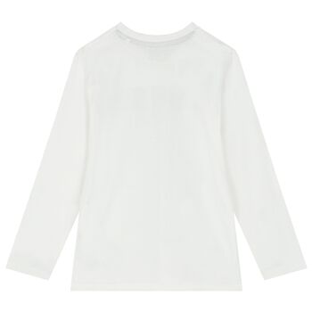 Boys White Logo Long Sleeve Top