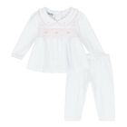 Baby Girls White and Pink Smocked Set, 1, hi-res