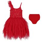 Younger Girls Red Ruffled Tulle Dress Set, 1, hi-res