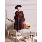 Girls Navy Blue Tartan Dress, 1, hi-res