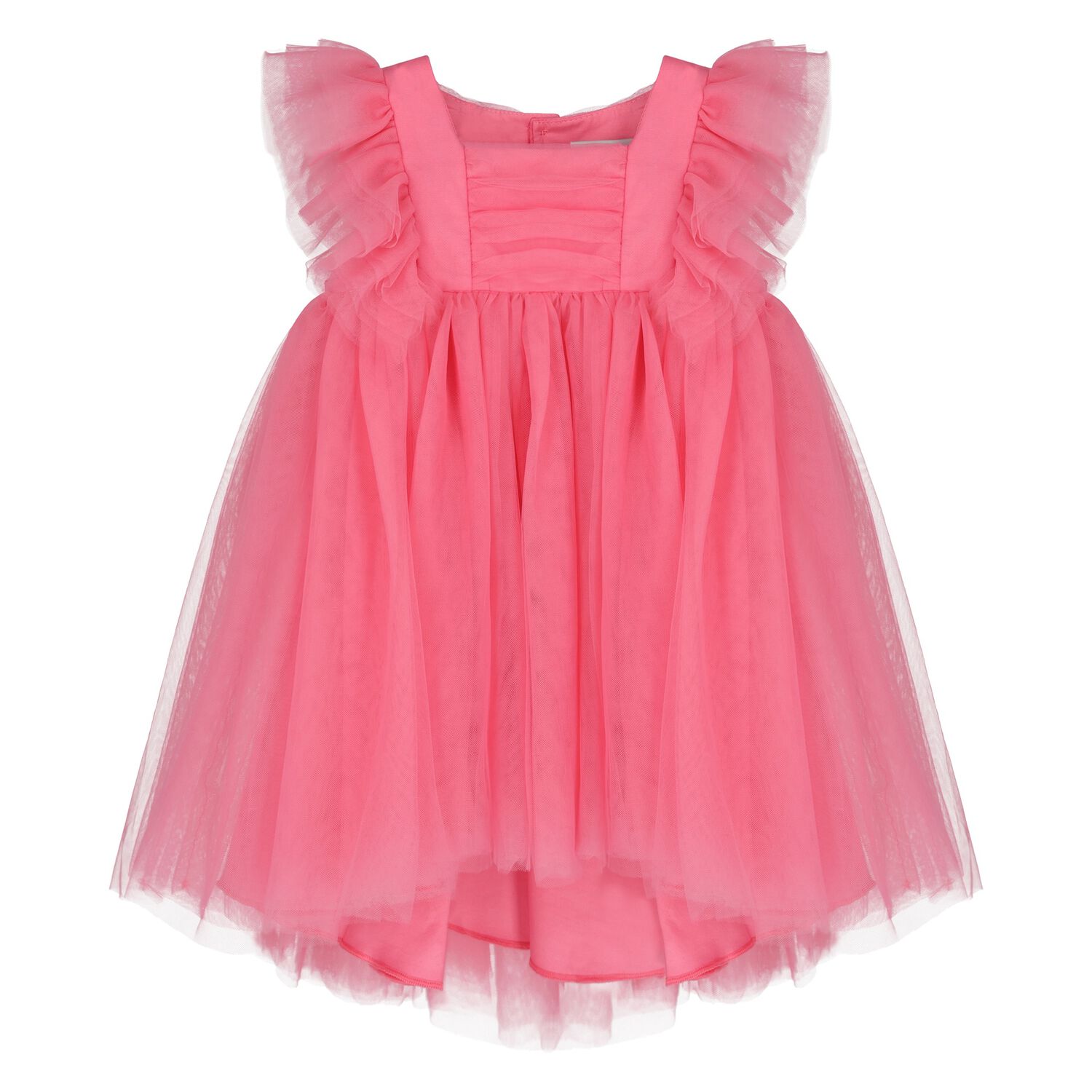 Younger Girls Pink Tulle Dress, 1, hi-res