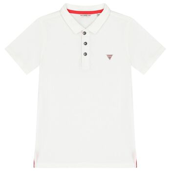 Guess Boys White Logo Polo Shirt, 1 Boys White Logo Polo Shirt