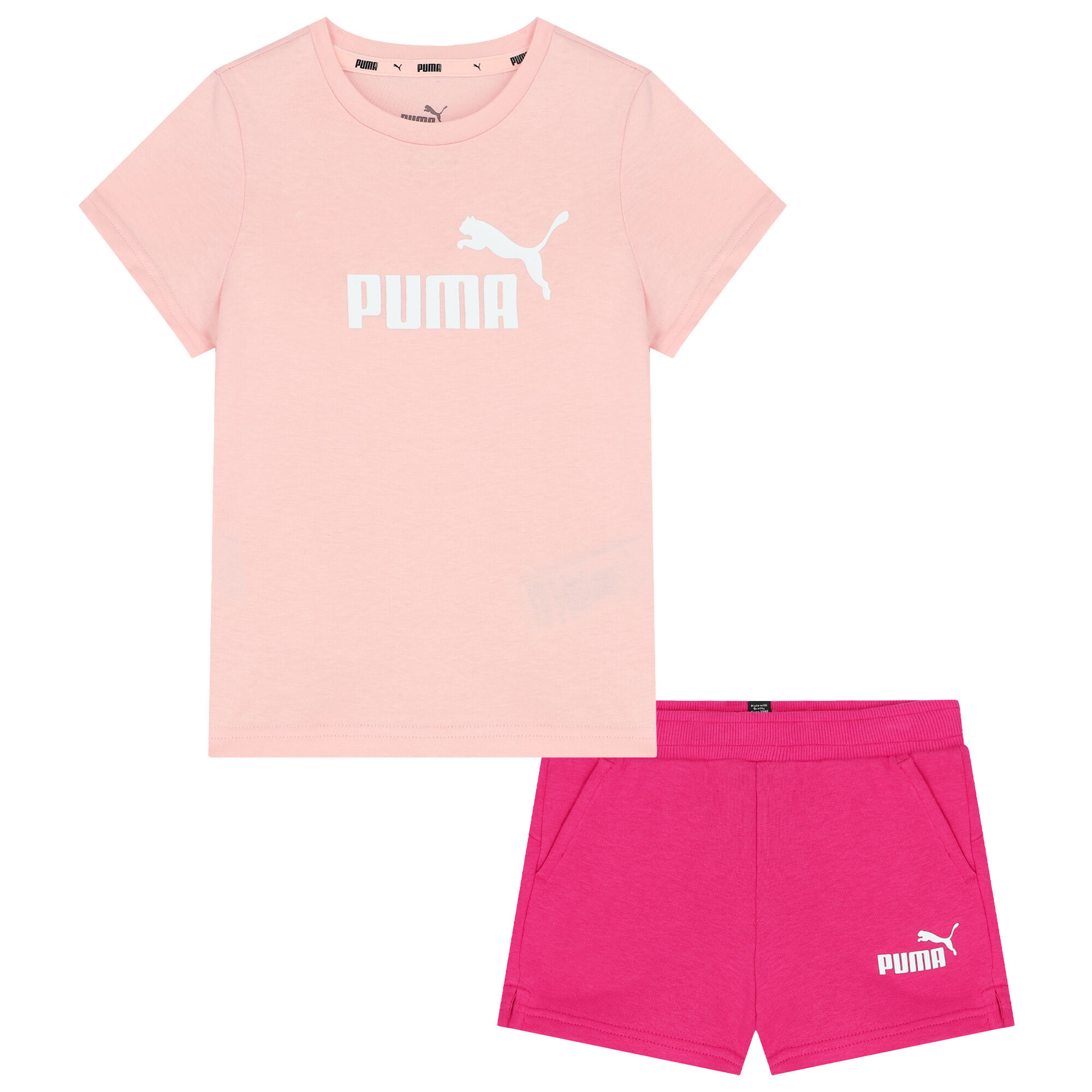 Puma Girls Pink Logo Shorts Set Junior Couture USA