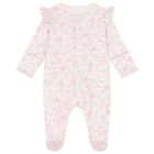 Baby Girls White & Pink Floral Babygrow, 1, hi-res
