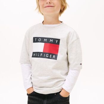 Boys Grey Logo T-Shirt