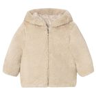 Younger Girls Beige Reversible Faux Fur Jacket, 1, hi-res