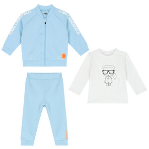 Younger Boys Blue & White Logo 3-Piece Tracksuit